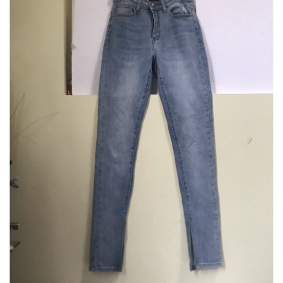 DOGMA DENIM High Rise Jeans Hem Slits Slim Leg Denim Stretch Waist Skinny Fit 26 - Picture 2 of 13